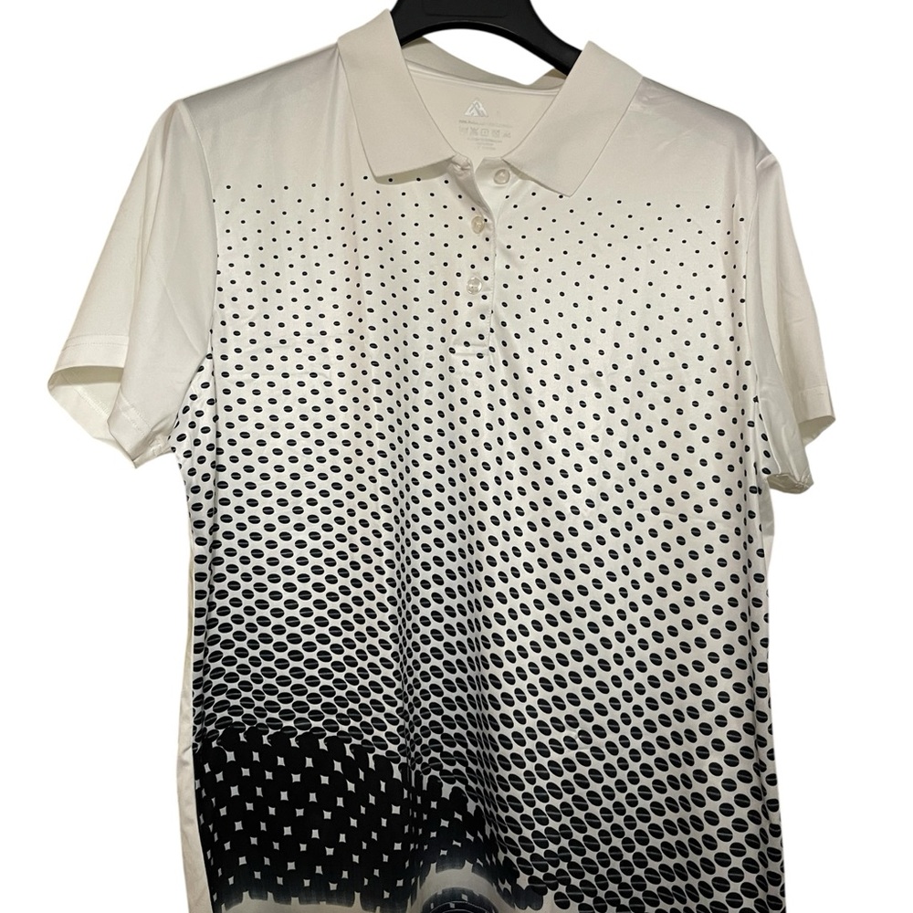 Men's White and Black Polka Dot Shirt